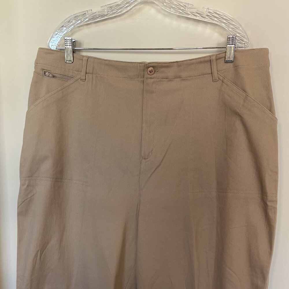Dressbarn Woman 20W Khaki Crop Pants NWT Stretch Cotton Plus‎ Size Casual Career